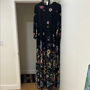 Annah Hariri Floral Black Maxi Dress